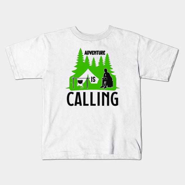 Adventure Is Calling Kids T-Shirt by  Big Foot Shirt Shop